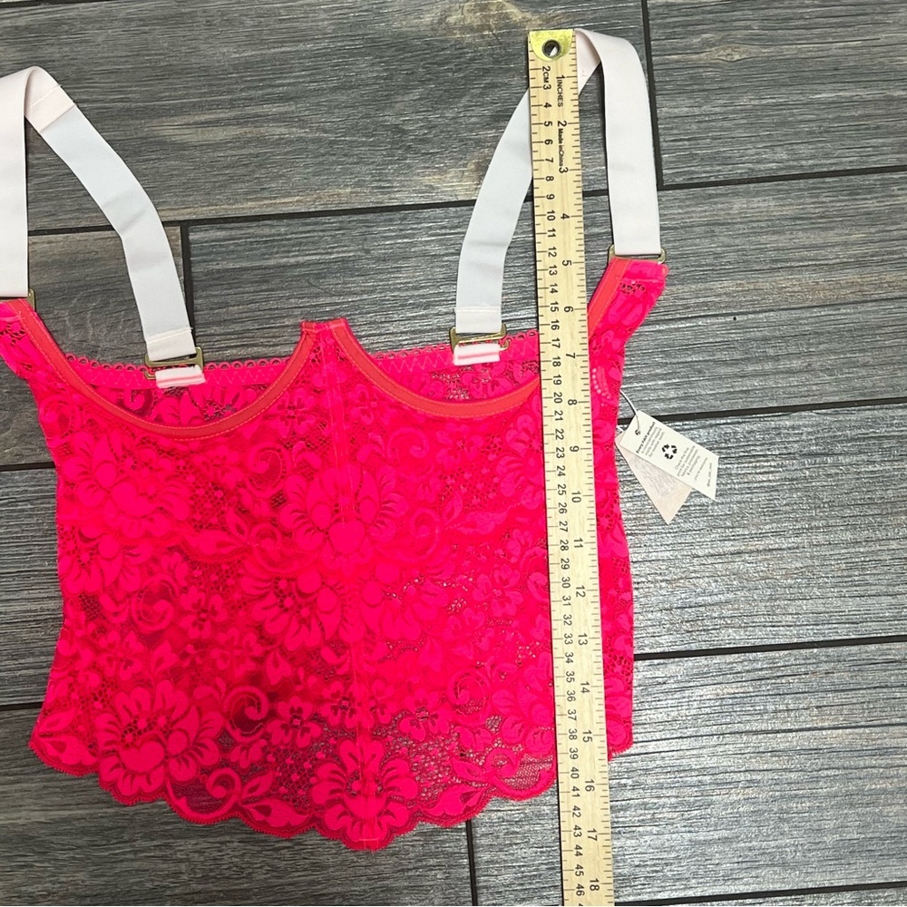 We Are HAH Free People Busta Move Hot Pink Lace Bustier Corset Size Medium Top - Picture 9 of 14